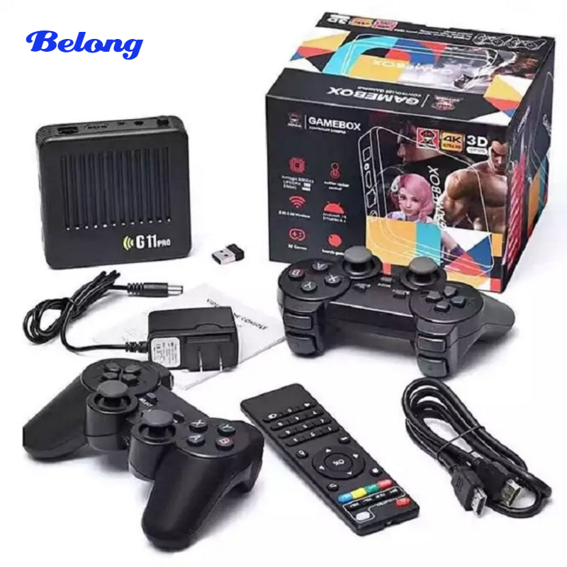 Wholesale G11pro with gamebox Wireless Controller 4K HD Android TV Box Video Game Consoles with Emulators 40000+ Retro Games