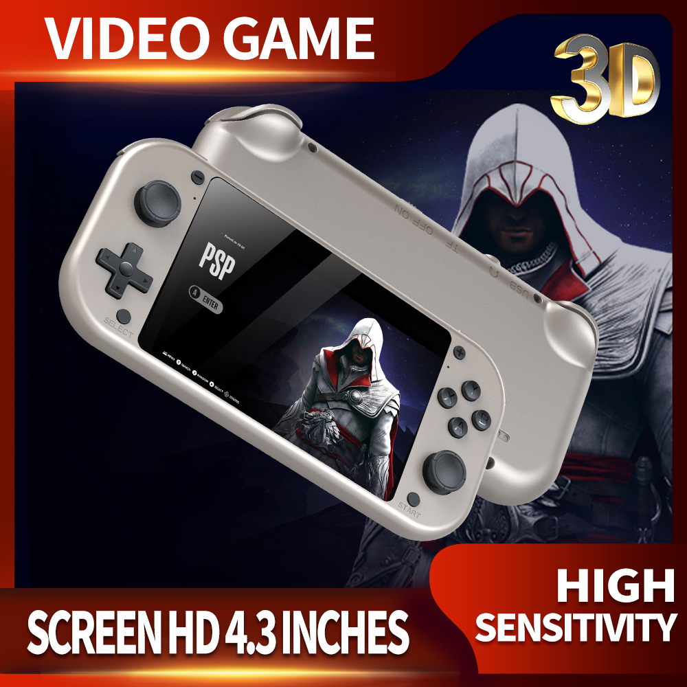 The latest M17 4.3 inch screen in 2023 features a 20000 game classic retro video handheld game console, 64GB with 150 PSP games