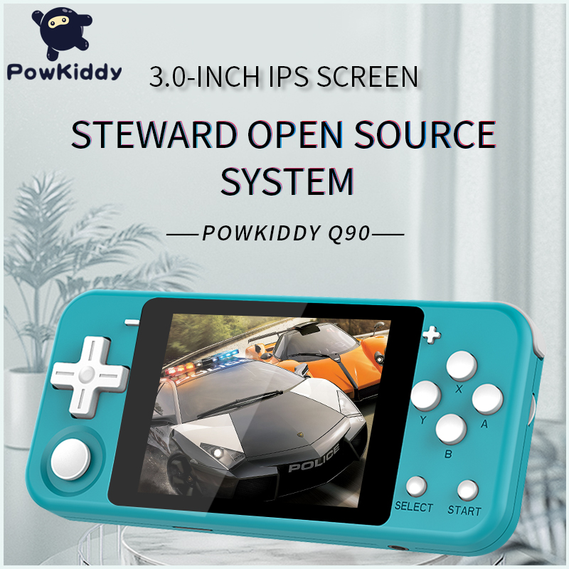 2023 Powkiddy Q90 Retro Video Game Console Handset Built-in 3D Games 3 Inch H-D IPS Screen Handheld Gaming For Kids