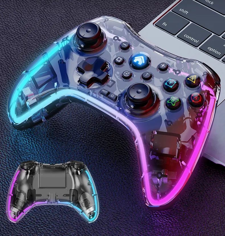 S03 9300 Transparent RGB crackle glare Bluetooth game Switch controller for PC Android ios Tesla BYD