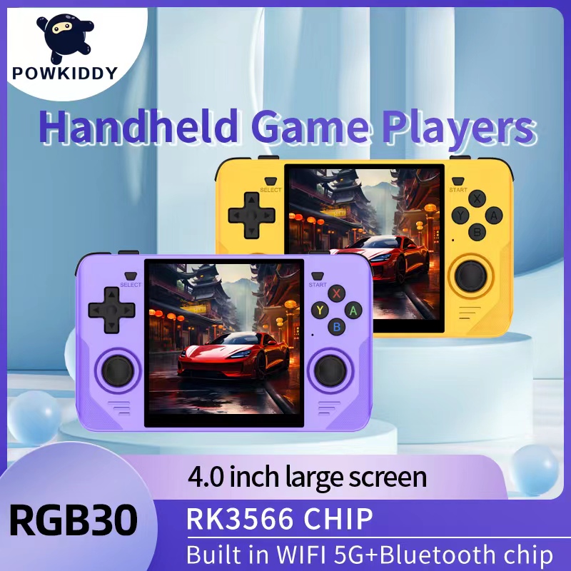 POWKIDDY RGB30 Retro Pocket Retro Game Console 4 Inch Ips Screen 720*720 Handheld Game Console Children's Gifts Happy Player